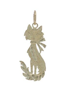 Yellow Gold Fluffy Cat Pendant - 10k Pet Feline